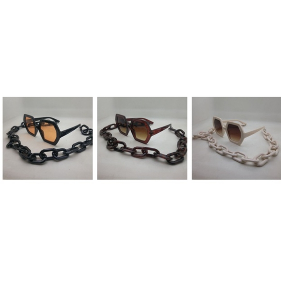 FASHON OVERSIZE SUNGLASSES WITH HANGING CHAIN 🆕 - Picture 5 of 6